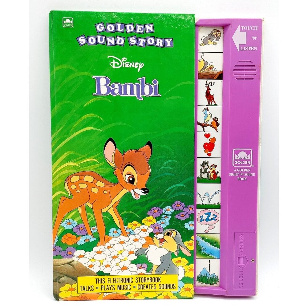 Disney Working Vintage Bambi Golden Sound Story Book 1991